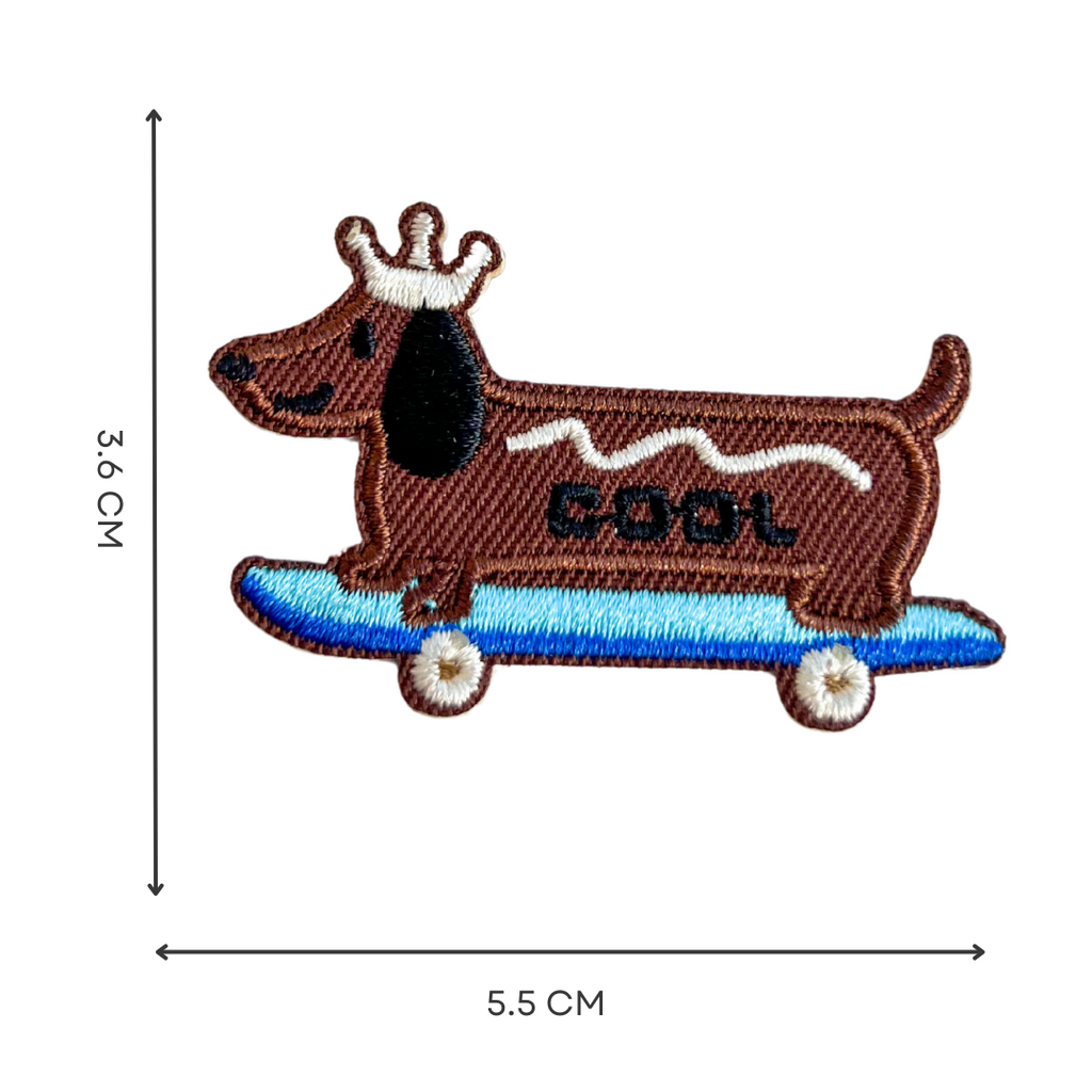 Skateboarding Sausage Dog Dachshund Self-Adhesive Embroidered Patch