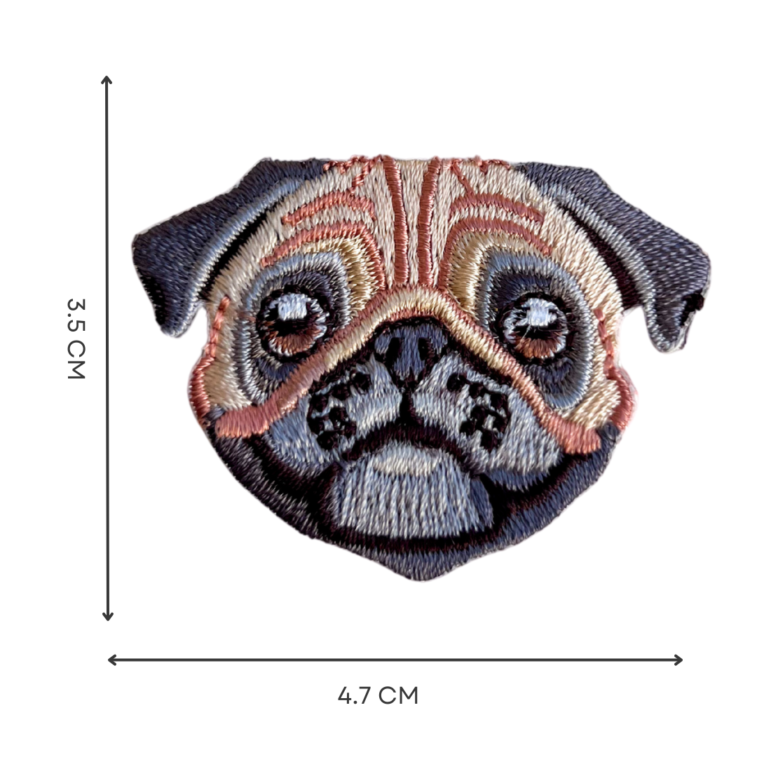 Cute Pug Dog Puppy Iron-On Embroidered Patch