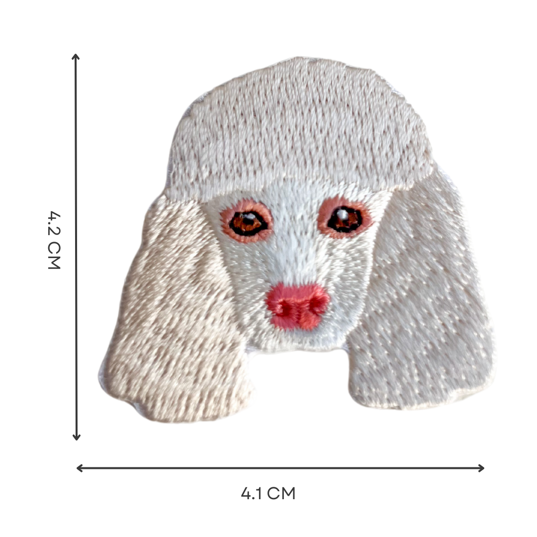White Chenille Poodle Iron-On Embroidered Patch