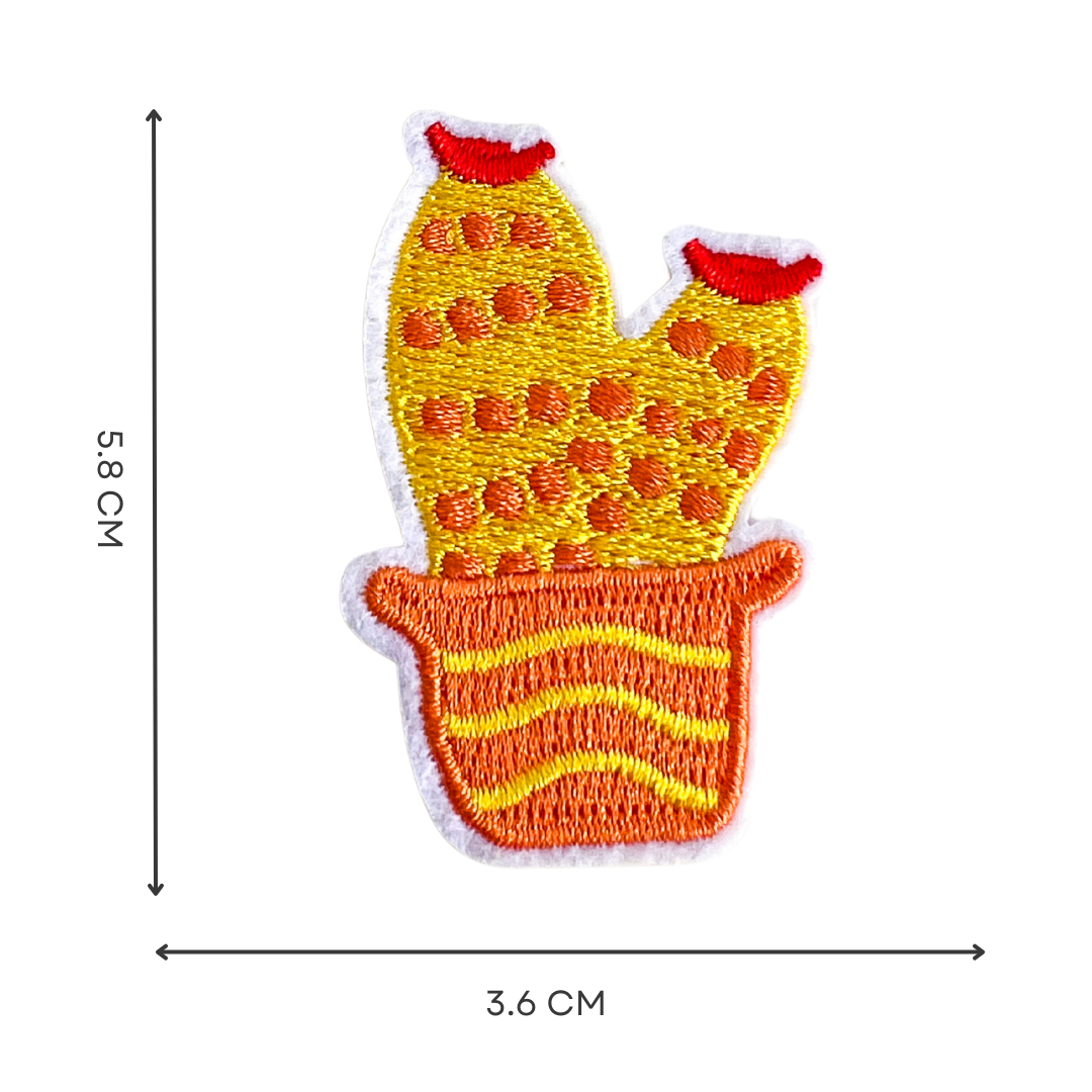 Yellow Orange Cactus Flower Iron-On Embroidered Patch
