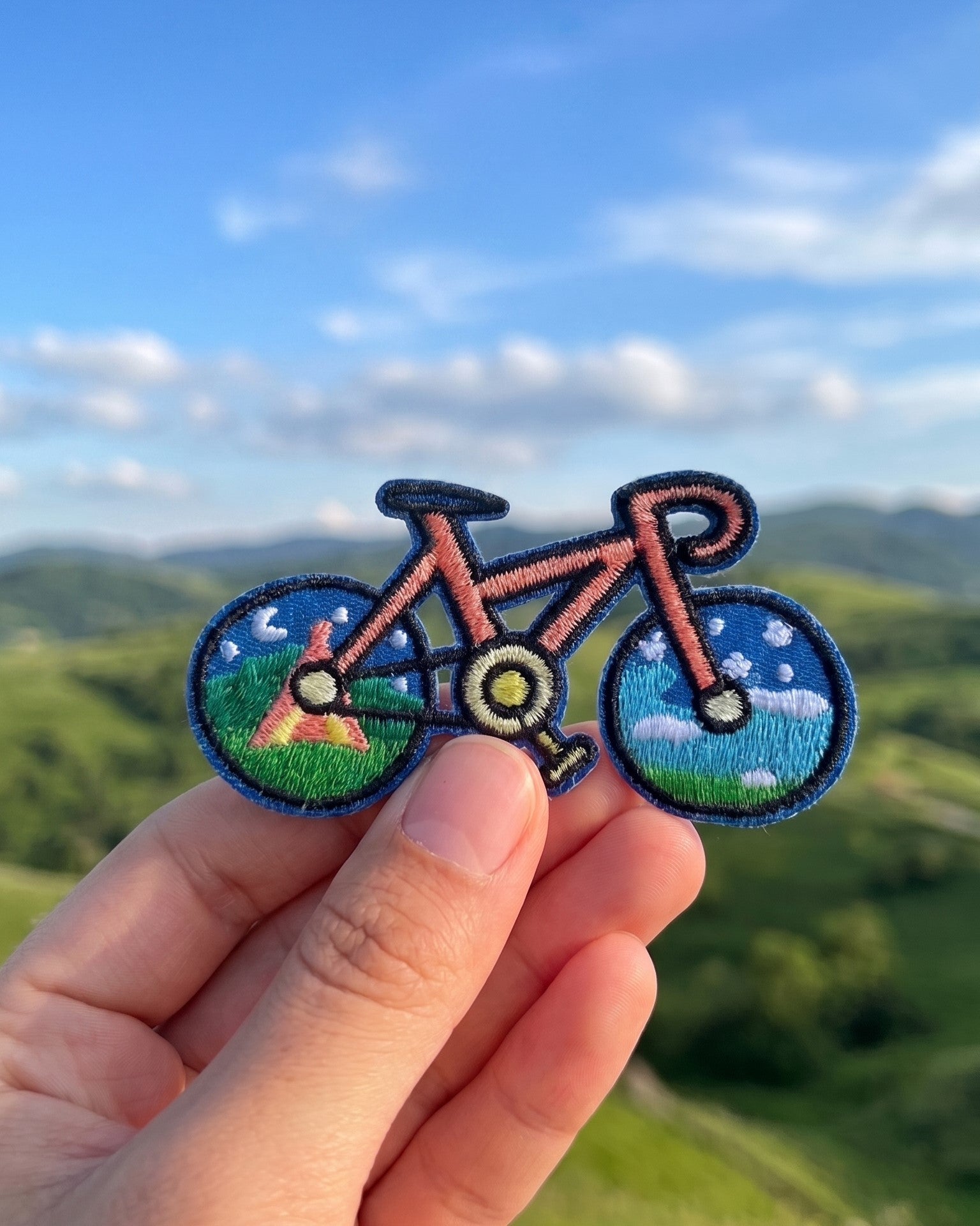 Bicycle Nature Travel Iron-On Embroidered Patch