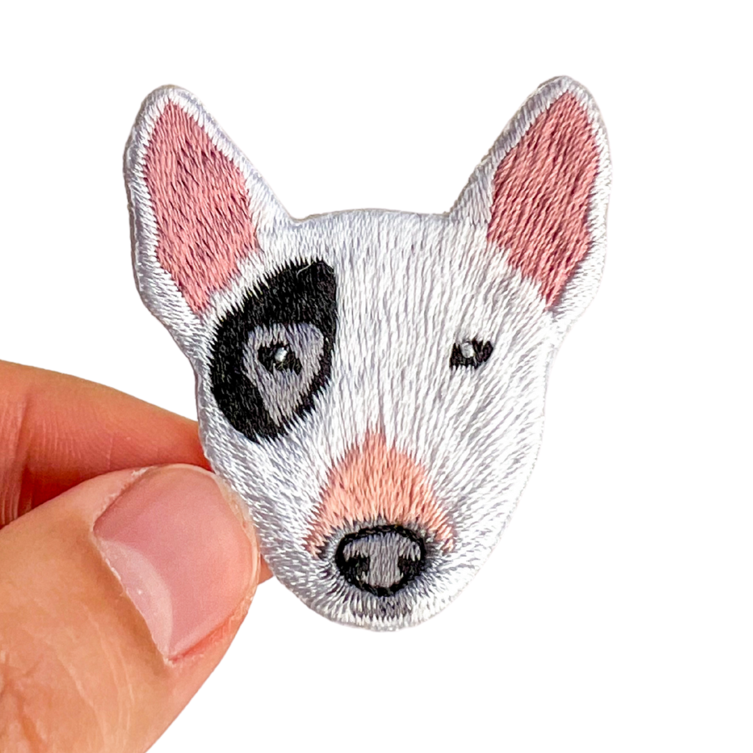 Cute Bull Terrier Dog Iron-On Embroidered Patch