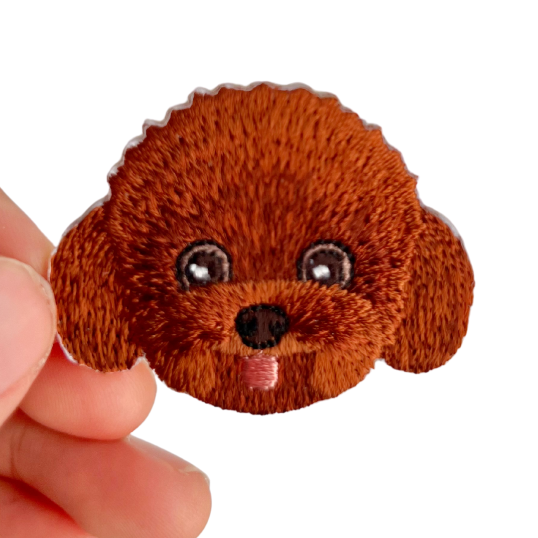 Cute Brown Toy Poodle Iron-On Embroidered Patch