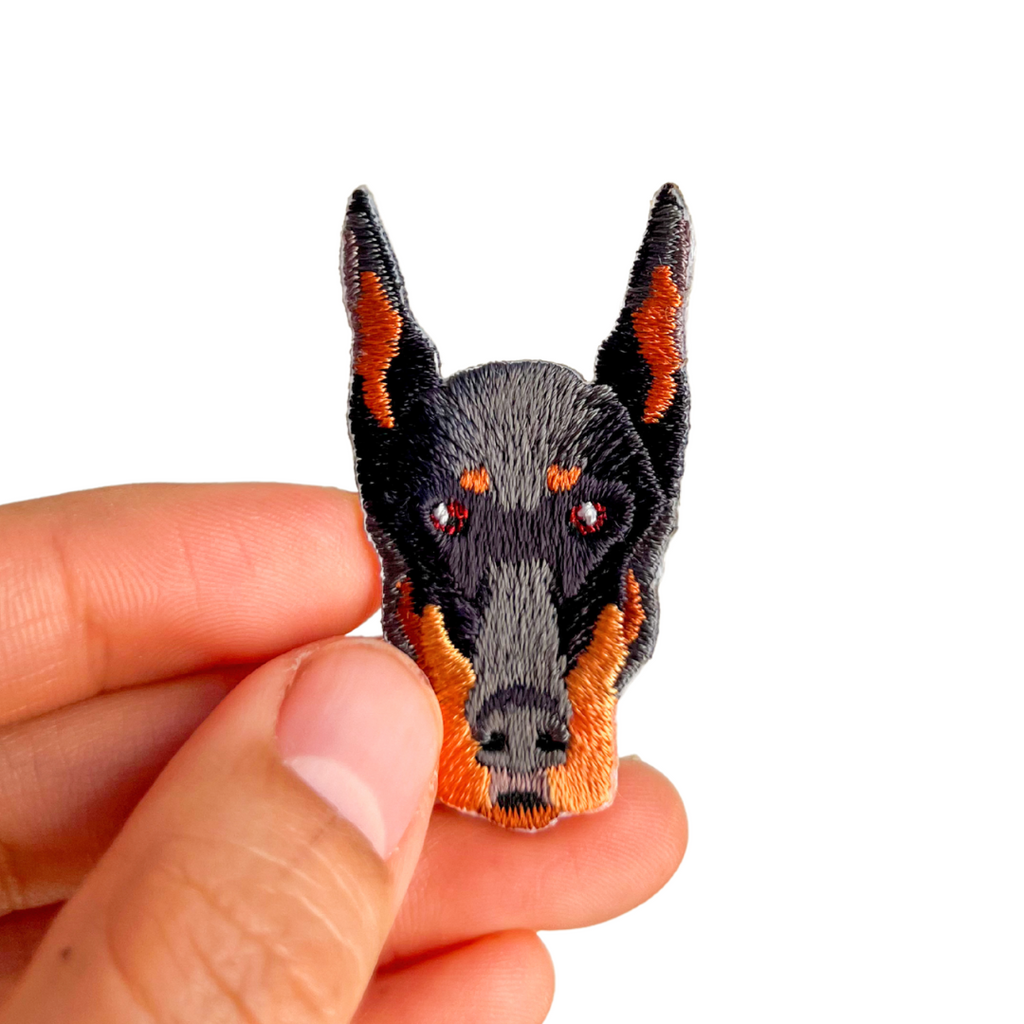 Cute Doberman Dog Iron-On Embroidered Patch
