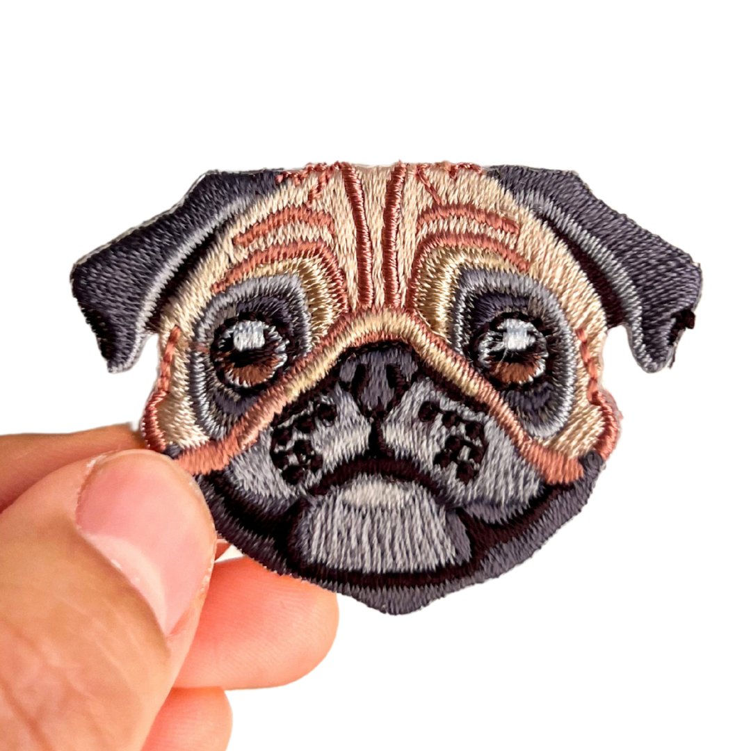 Cute Pug Dog Puppy Iron-On Embroidered Patch