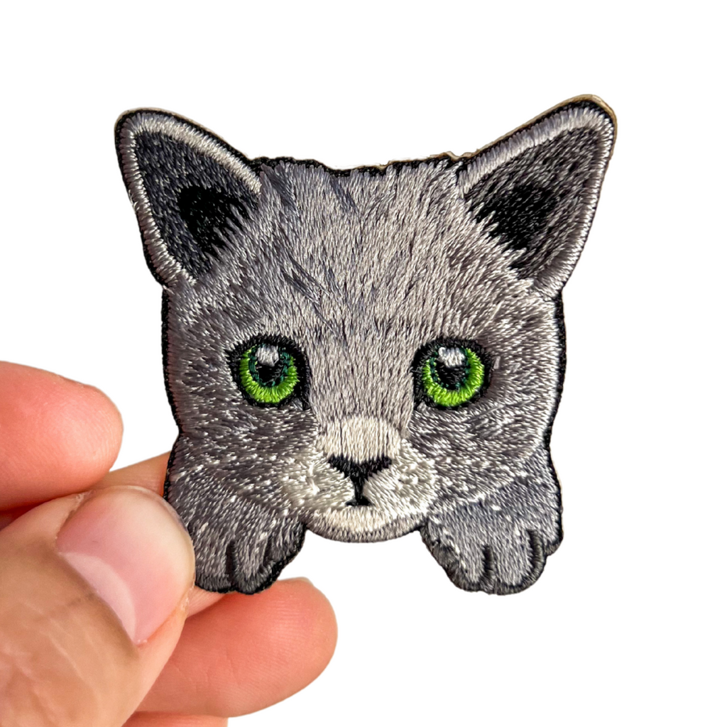 Cute Grey British Shorthair Cat Self-Adhesive Embroidered Patch