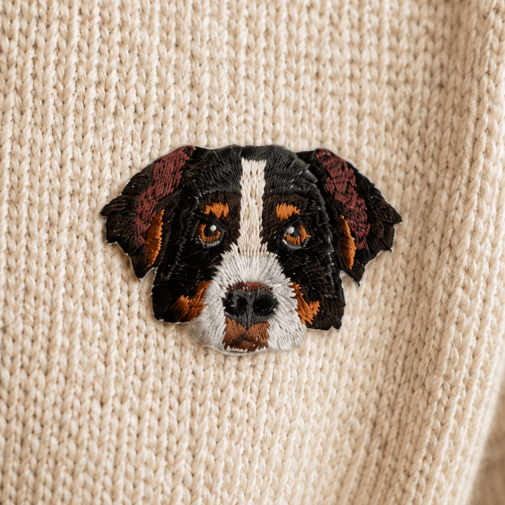 Cute Bernese Mountain Dog Iron-On Embroidered Patch