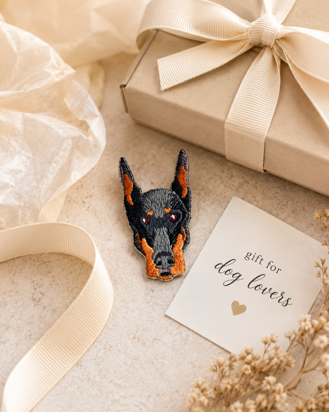 Cute Doberman Dog Iron-On Embroidered Patch