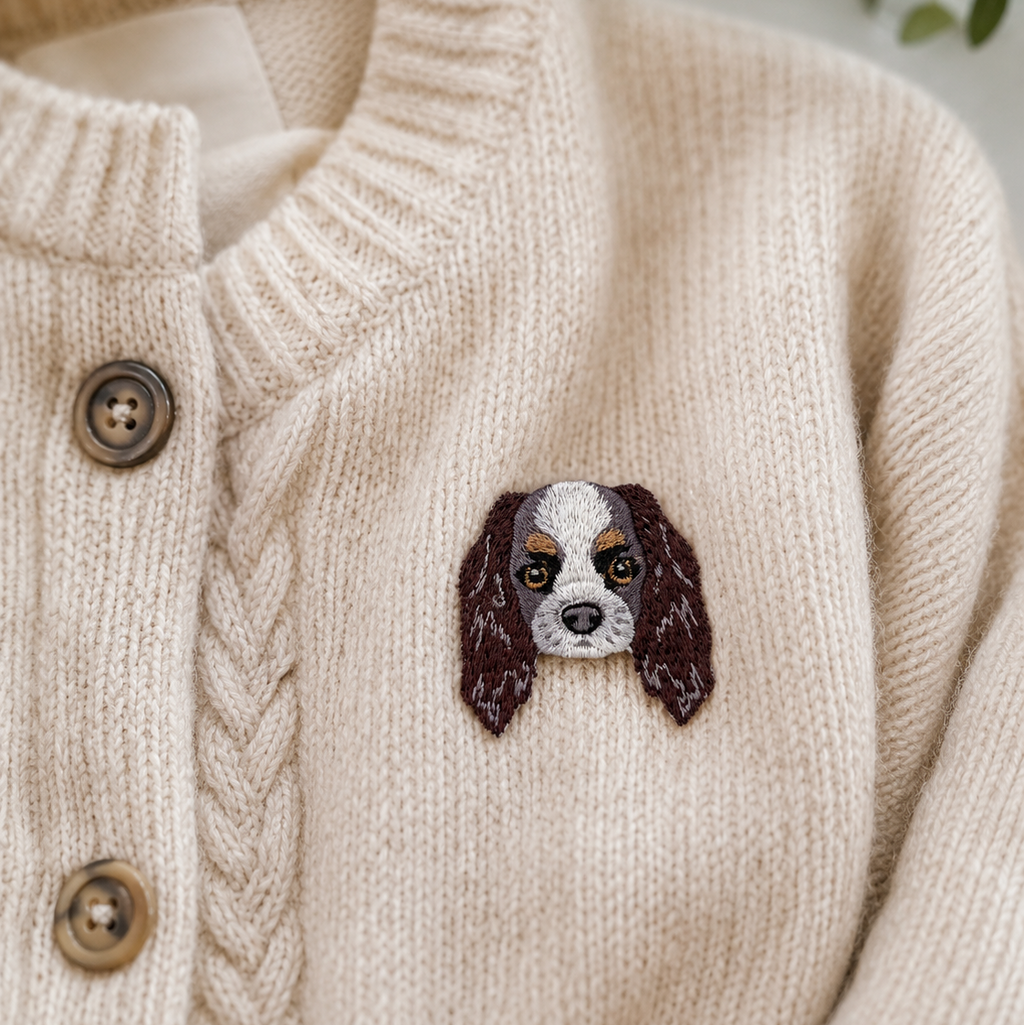 Cute Cavalier King Charles Spaniel Iron-On Embroidered Patch