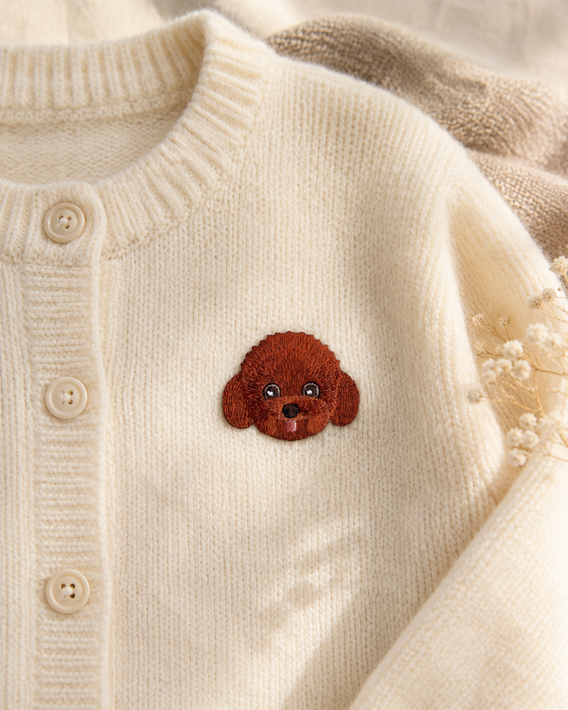 Cute Brown Toy Poodle Iron-On Embroidered Patch