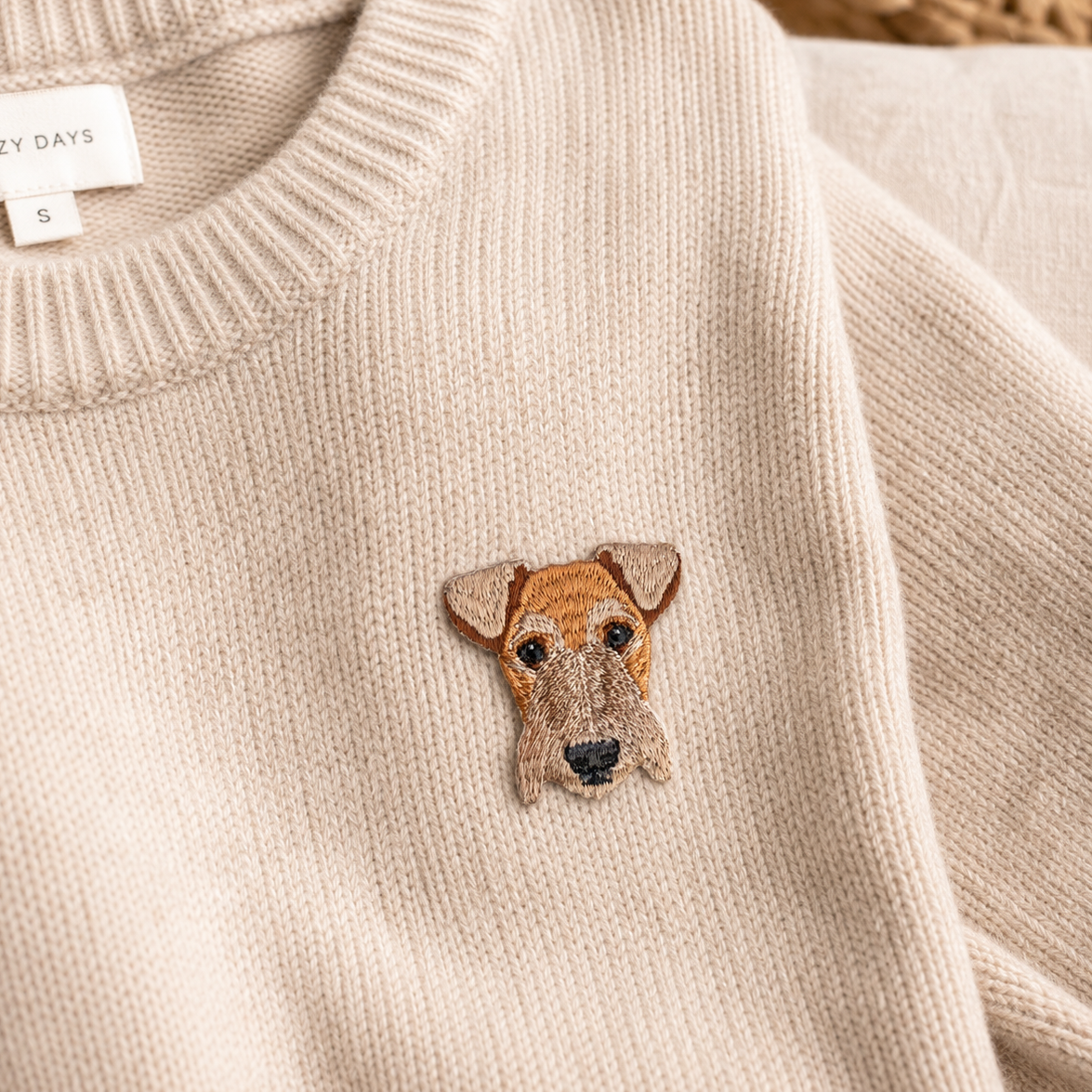 Cute Airedale Terrier Iron-On Embroidered Patch
