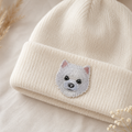 Cute White Pomeranian Dog Iron-On Embroidered Patch