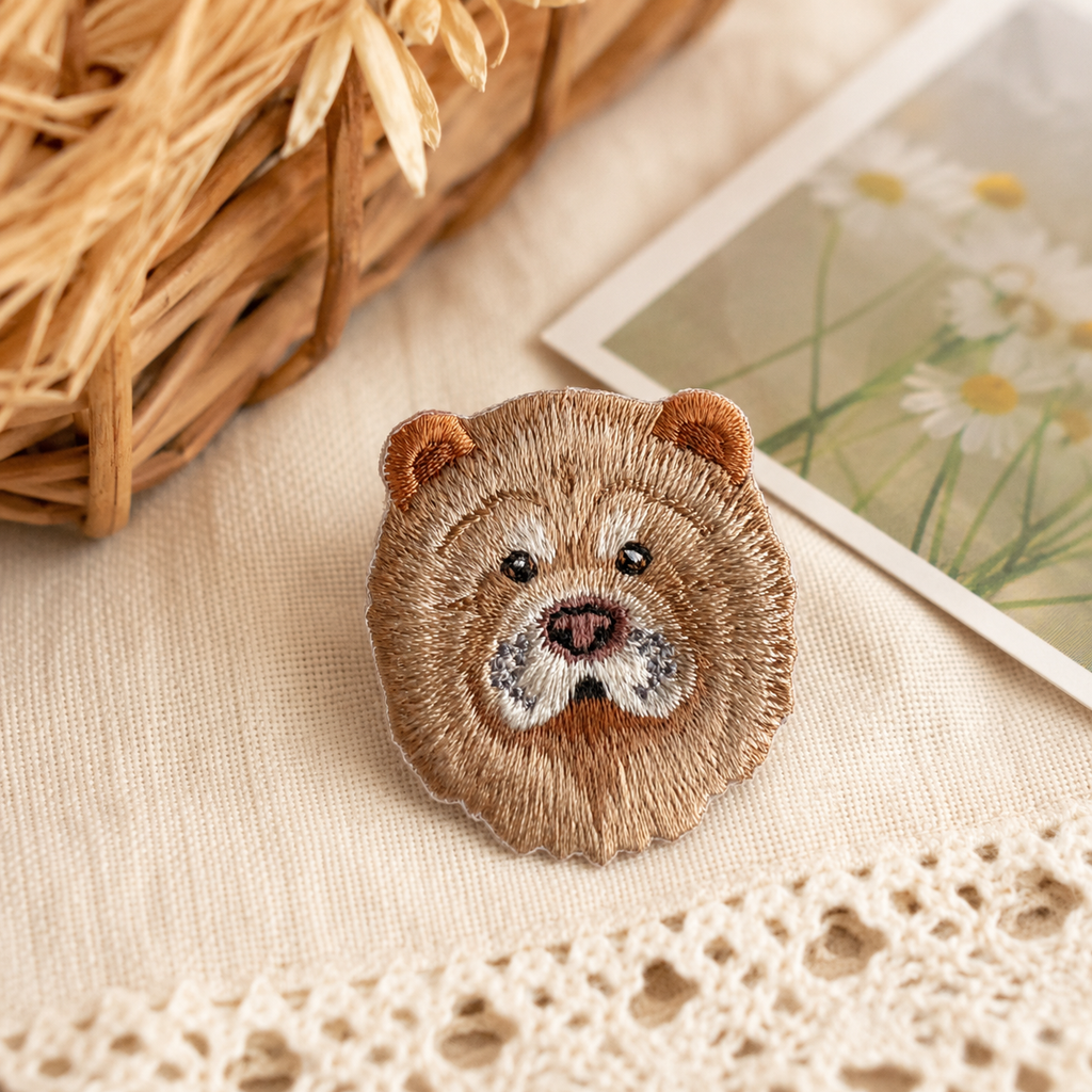 Cute Chow Chow Dog Iron-On Embroidered Patch