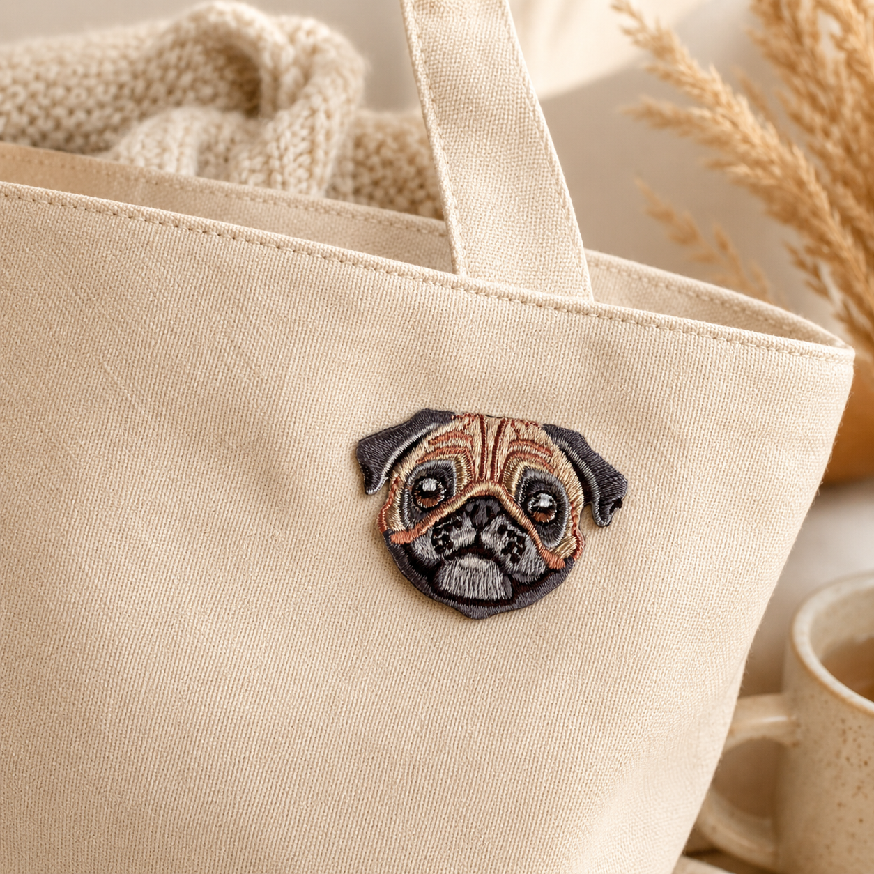 Cute Pug Dog Puppy Iron-On Embroidered Patch