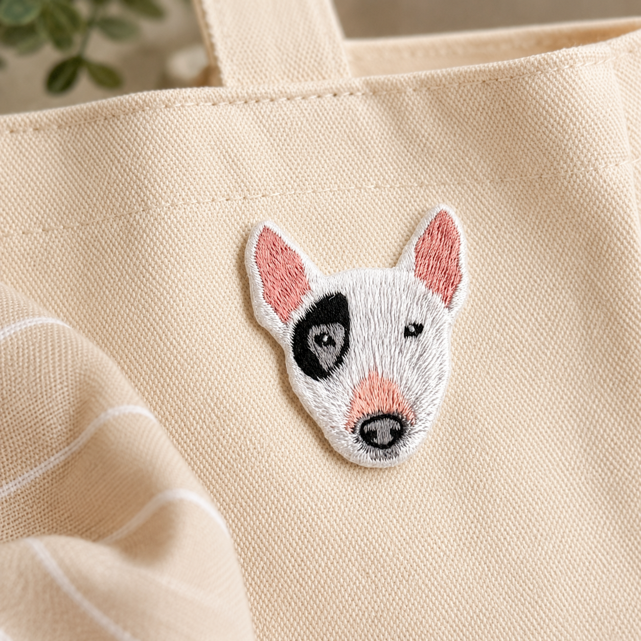 Cute Bull Terrier Dog Iron-On Embroidered Patch