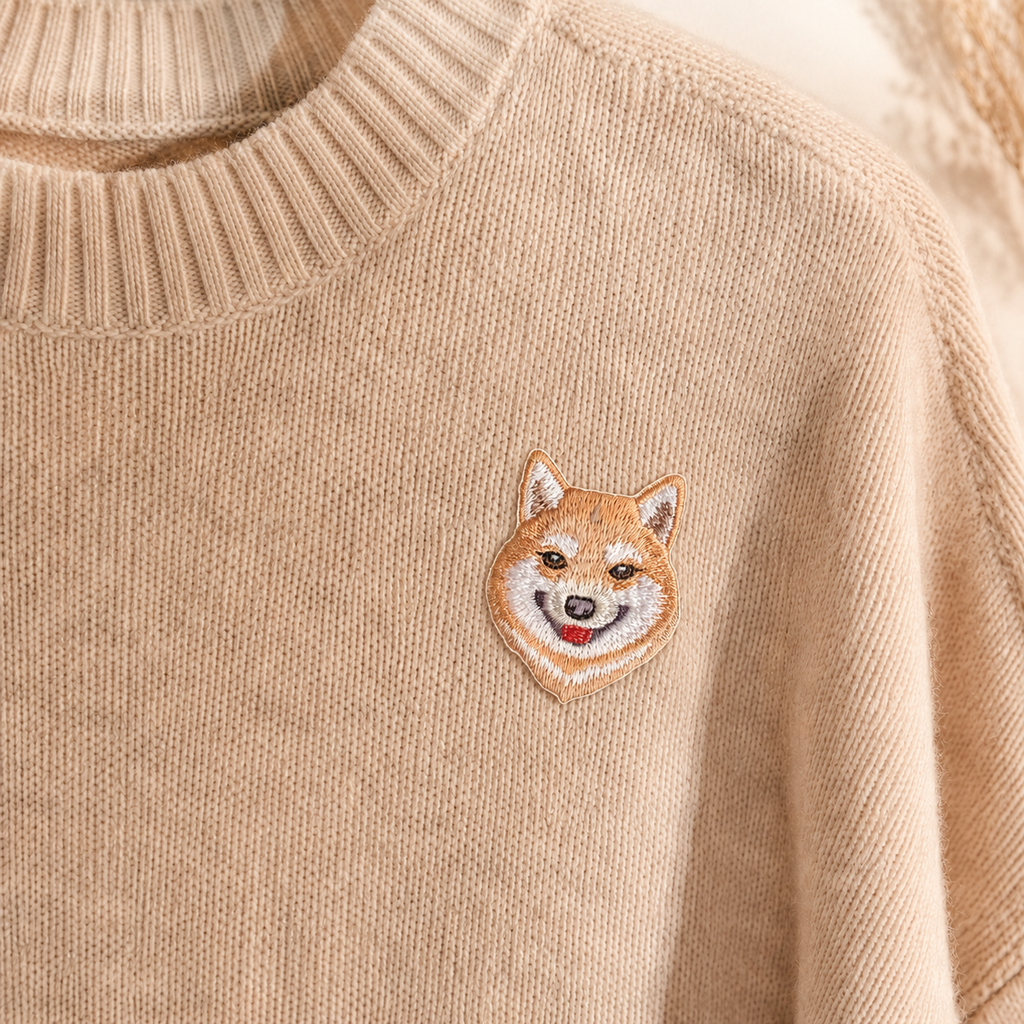 Cute Shiba Inu Dog Iron-On Embroidered Patch