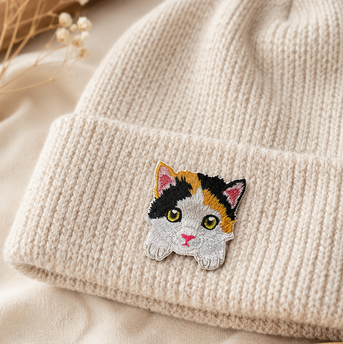 Cute Calico Tortoiseshell Cat Self-Adhesive Embroidered Patch