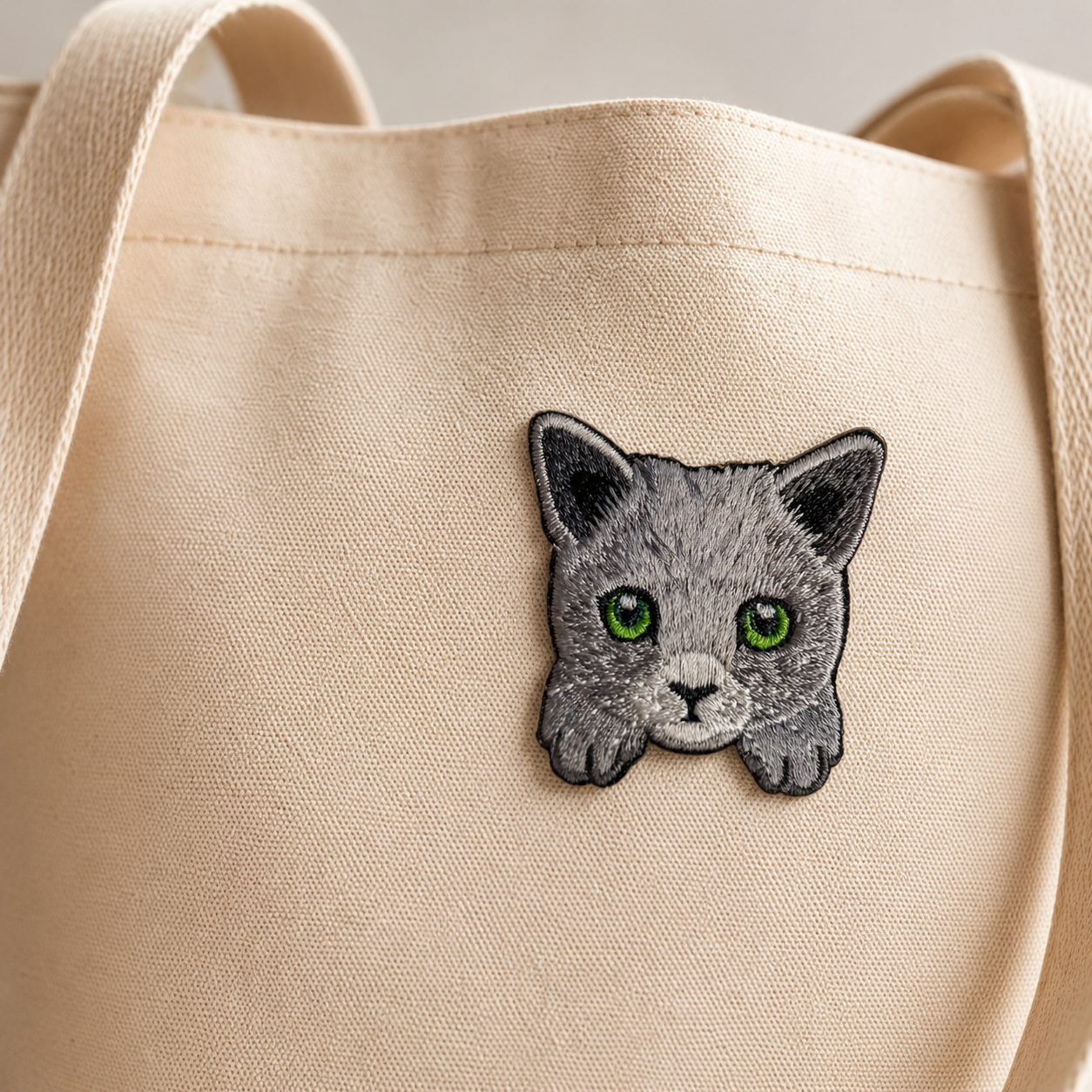 Cute Grey British Shorthair Cat Self-Adhesive Embroidered Patch