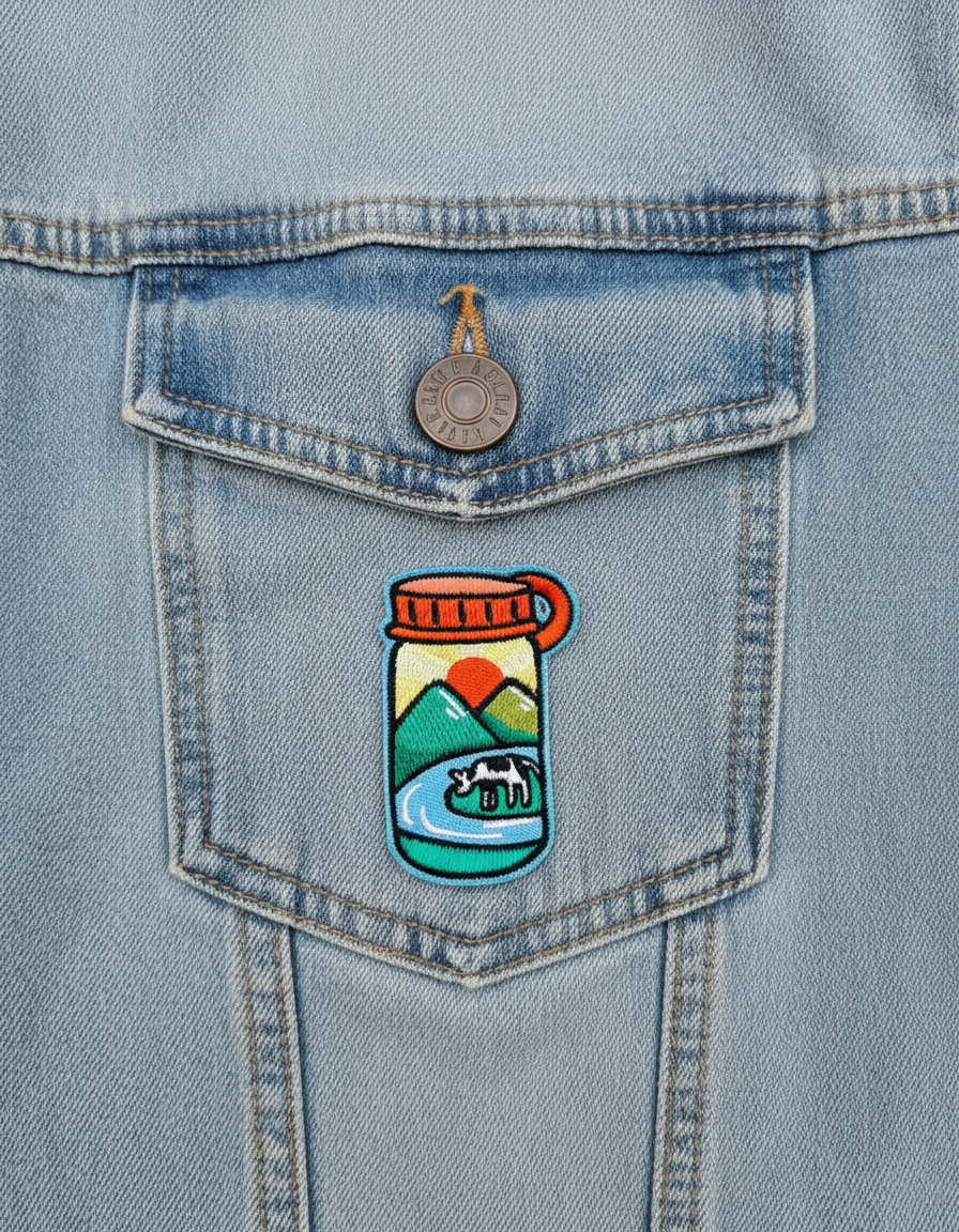 Cow In A Bottle Iron-On Embroidered Patch