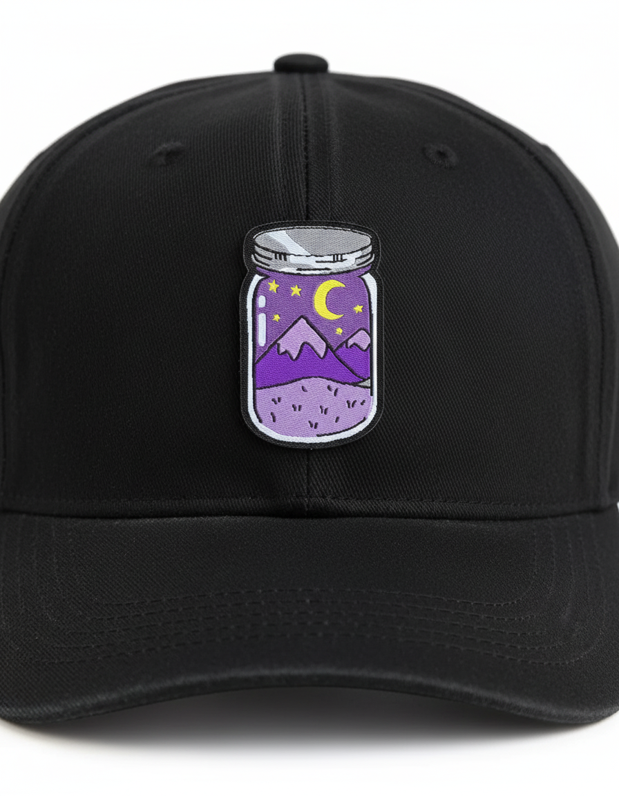 Purple Bottle Night Sky Iron-On Embroidered Patch
