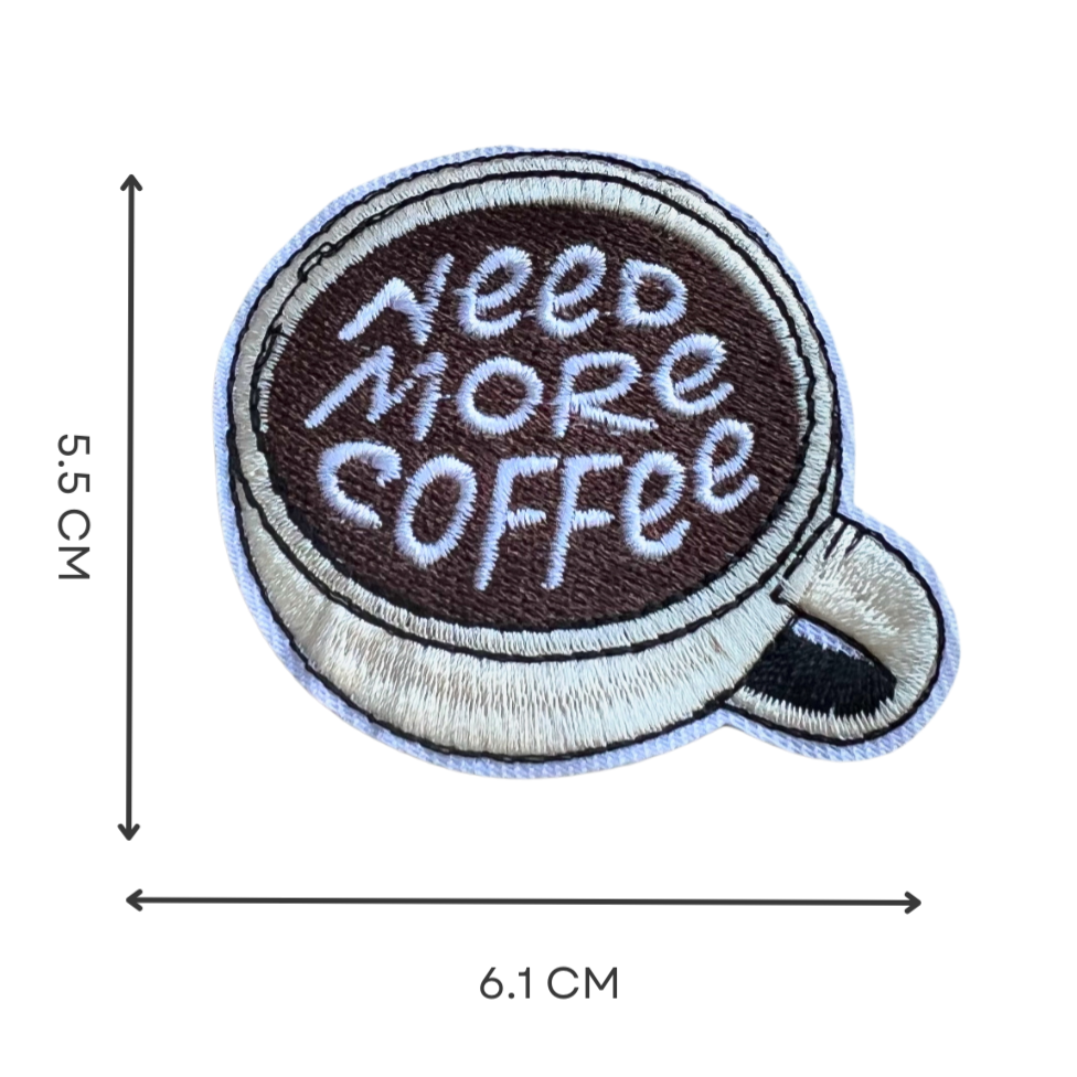 Funny Coffee Cup Iron-On Embroidered Patch