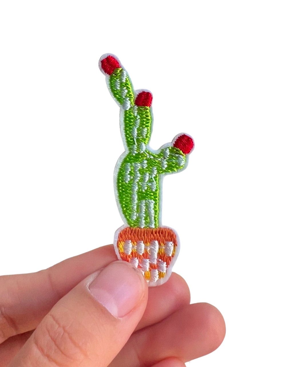 Cute Green Cactus Flower Iron-On Embroidered Patch