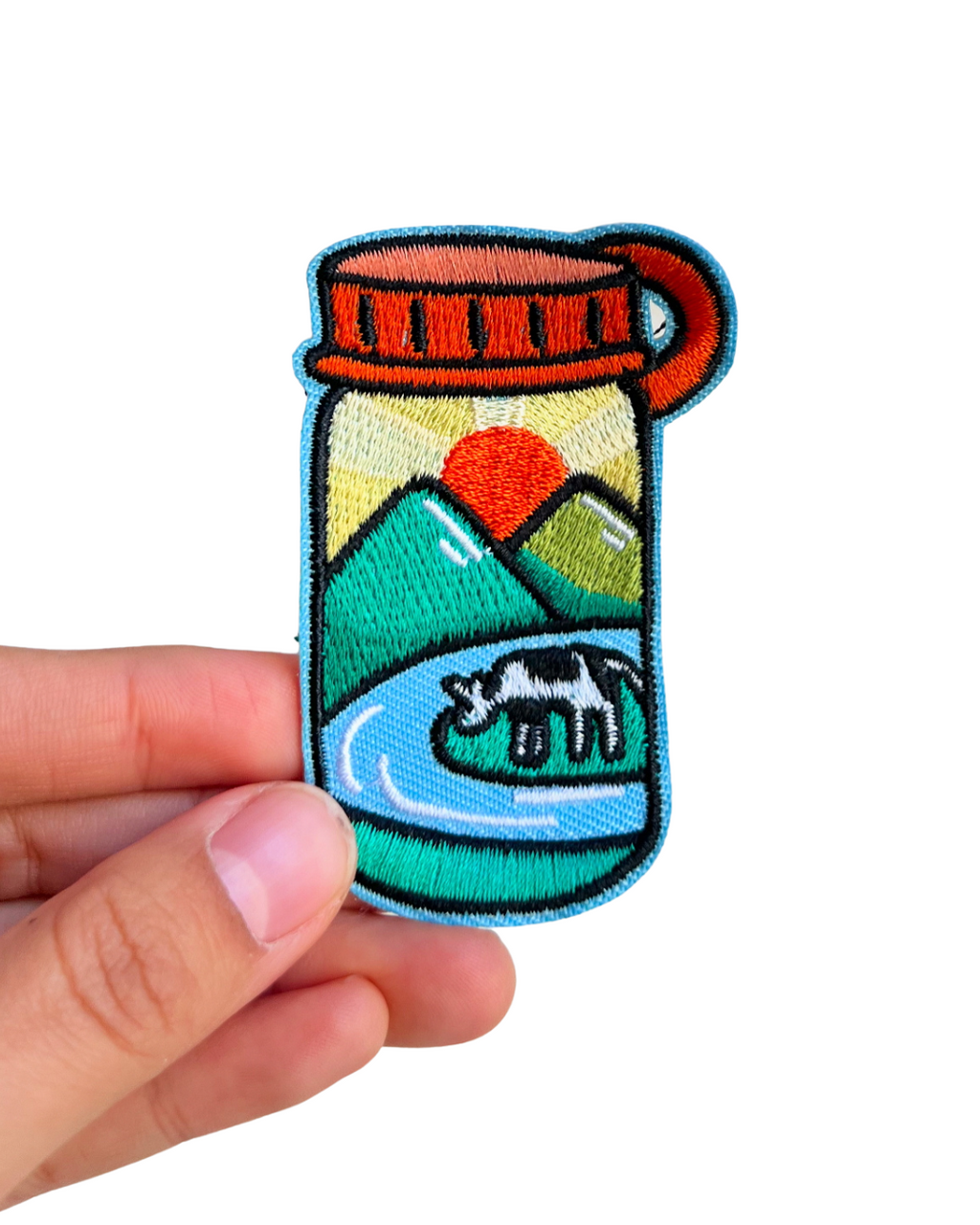 Cow In A Bottle Iron-On Embroidered Patch