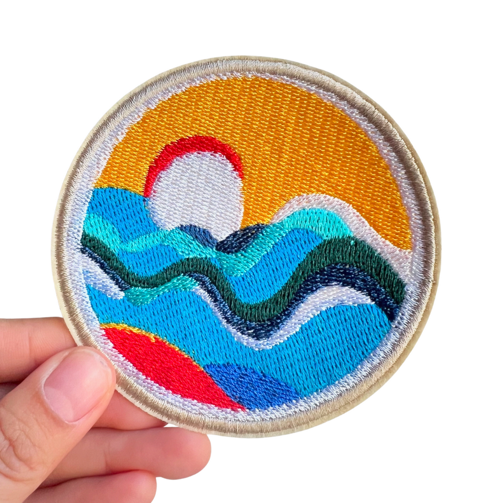 Sunrise Waves Ocean Iron-On Embroidered Patch
