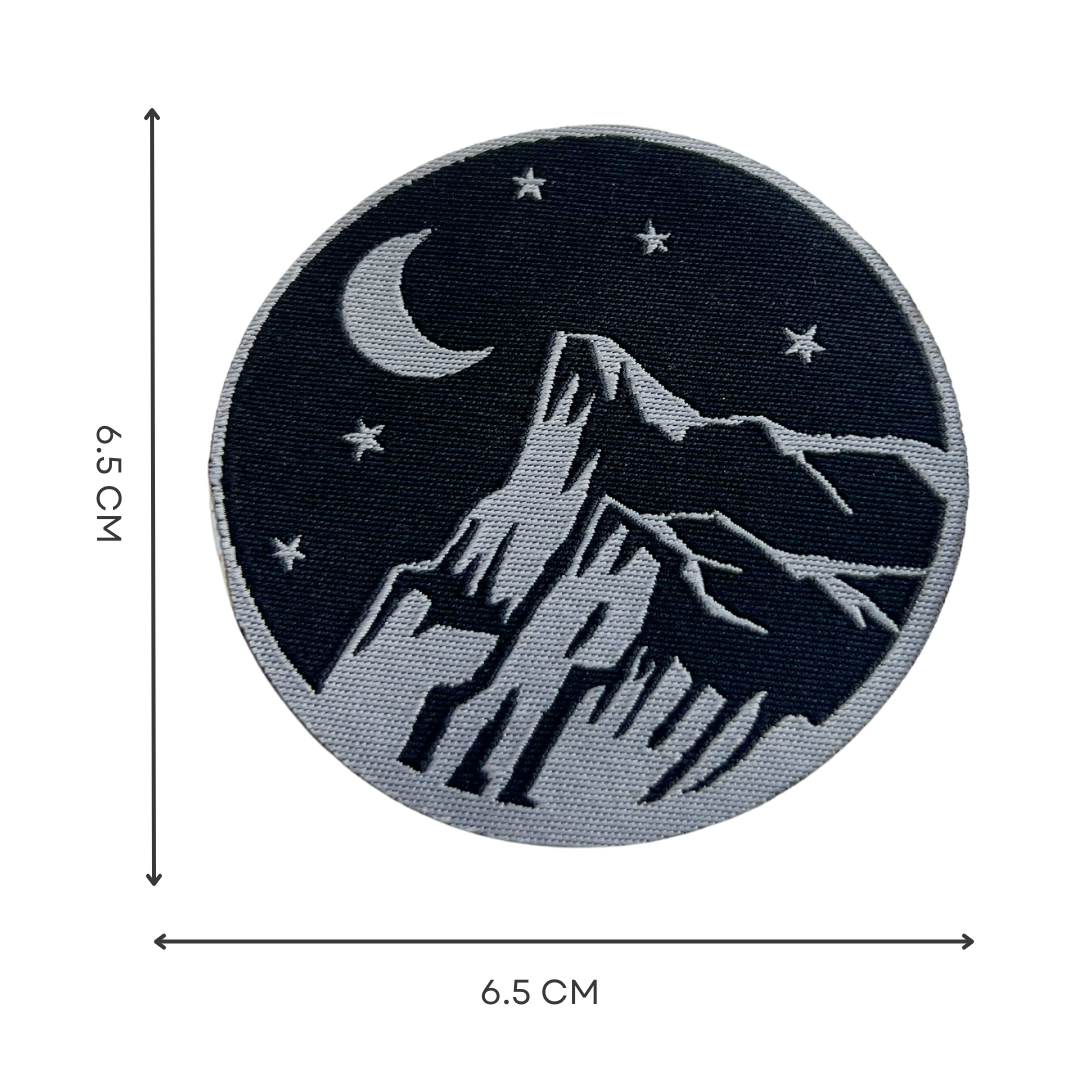 Night Mountain Moon And Stars Iron-On Embroidered Patch