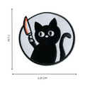 Funny Black Cat With Knife Iron-On Embroidered Patch
