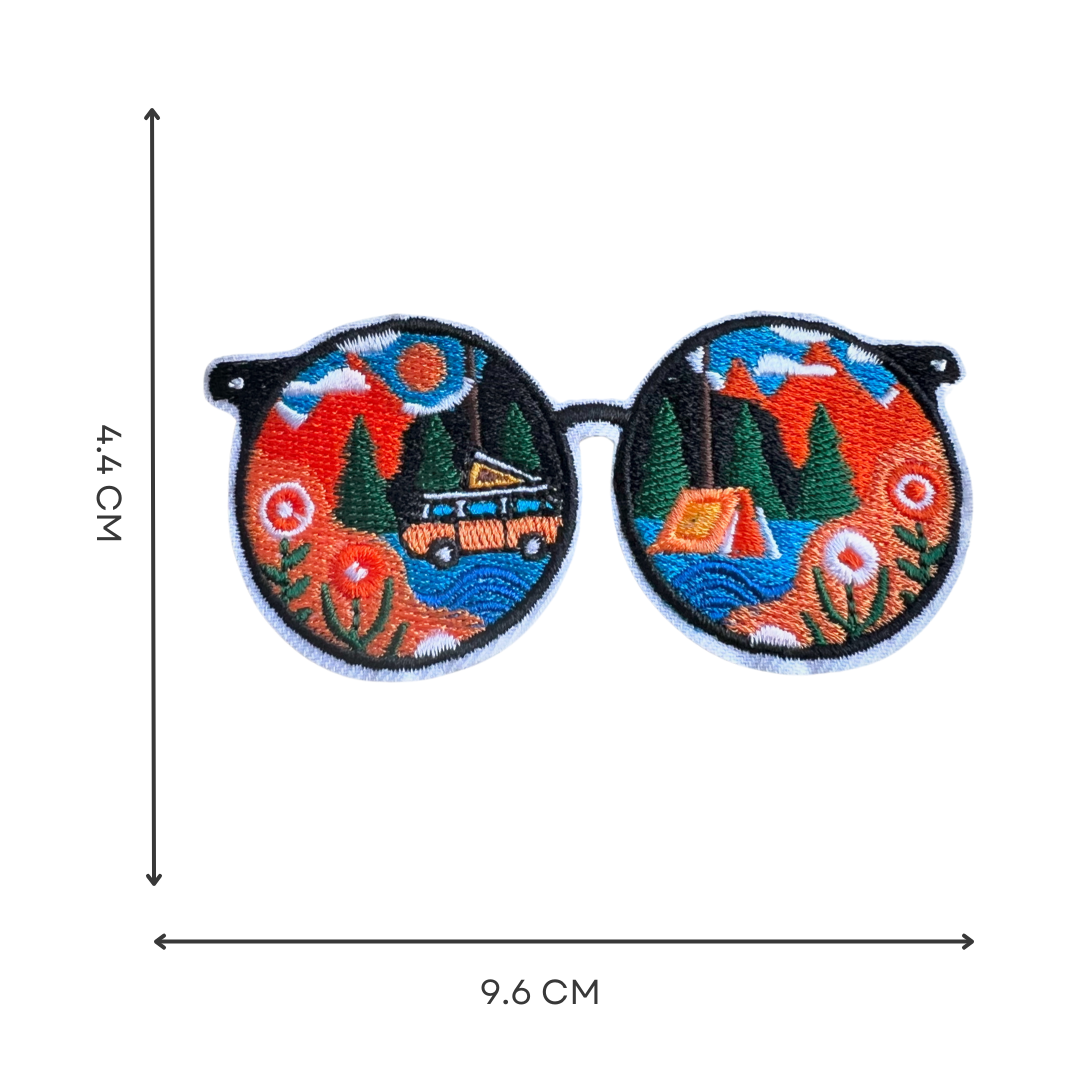 Camping Landscape Glasses Iron-On Embroidered Patch