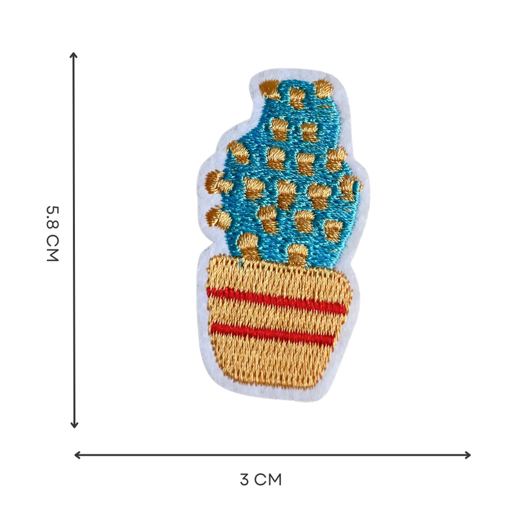 Blue Cactus Flower Iron-On Embroidered Patch