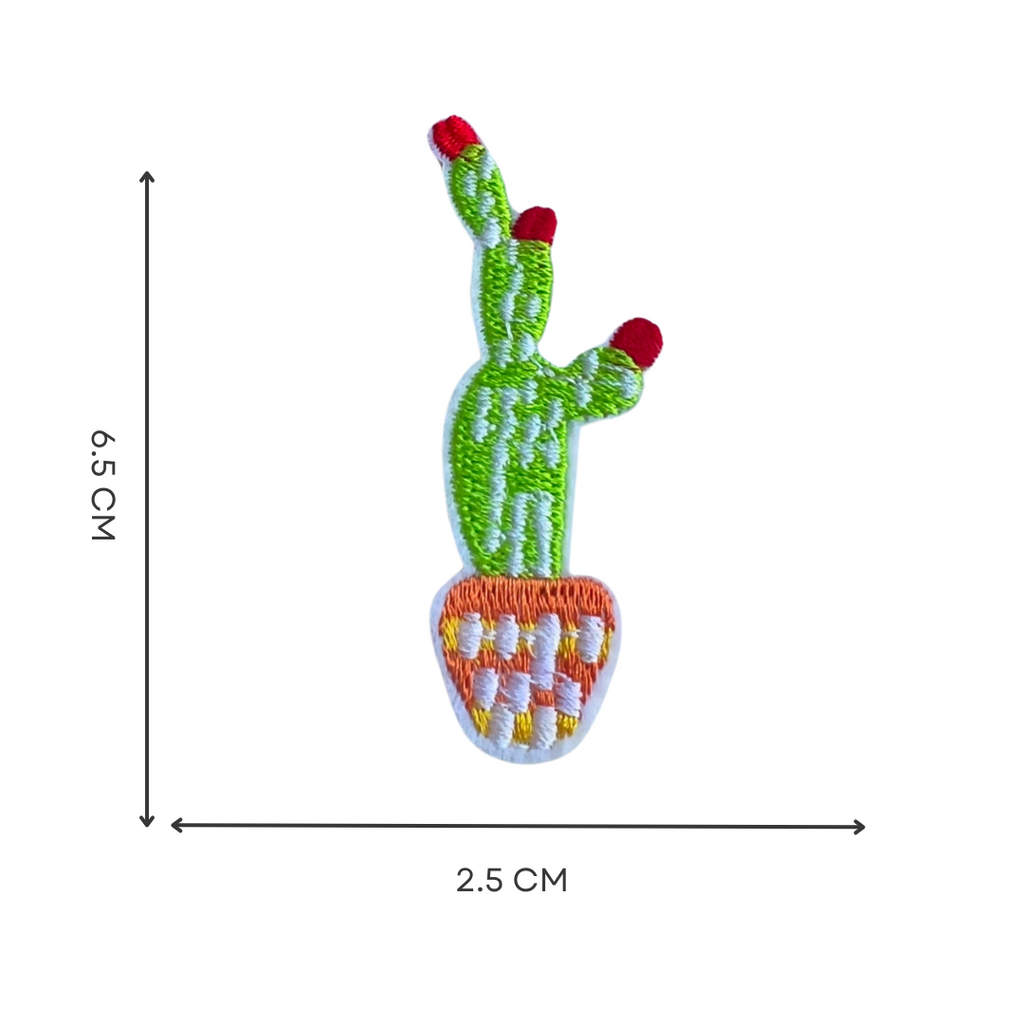 Cute Green Cactus Flower Iron-On Embroidered Patch