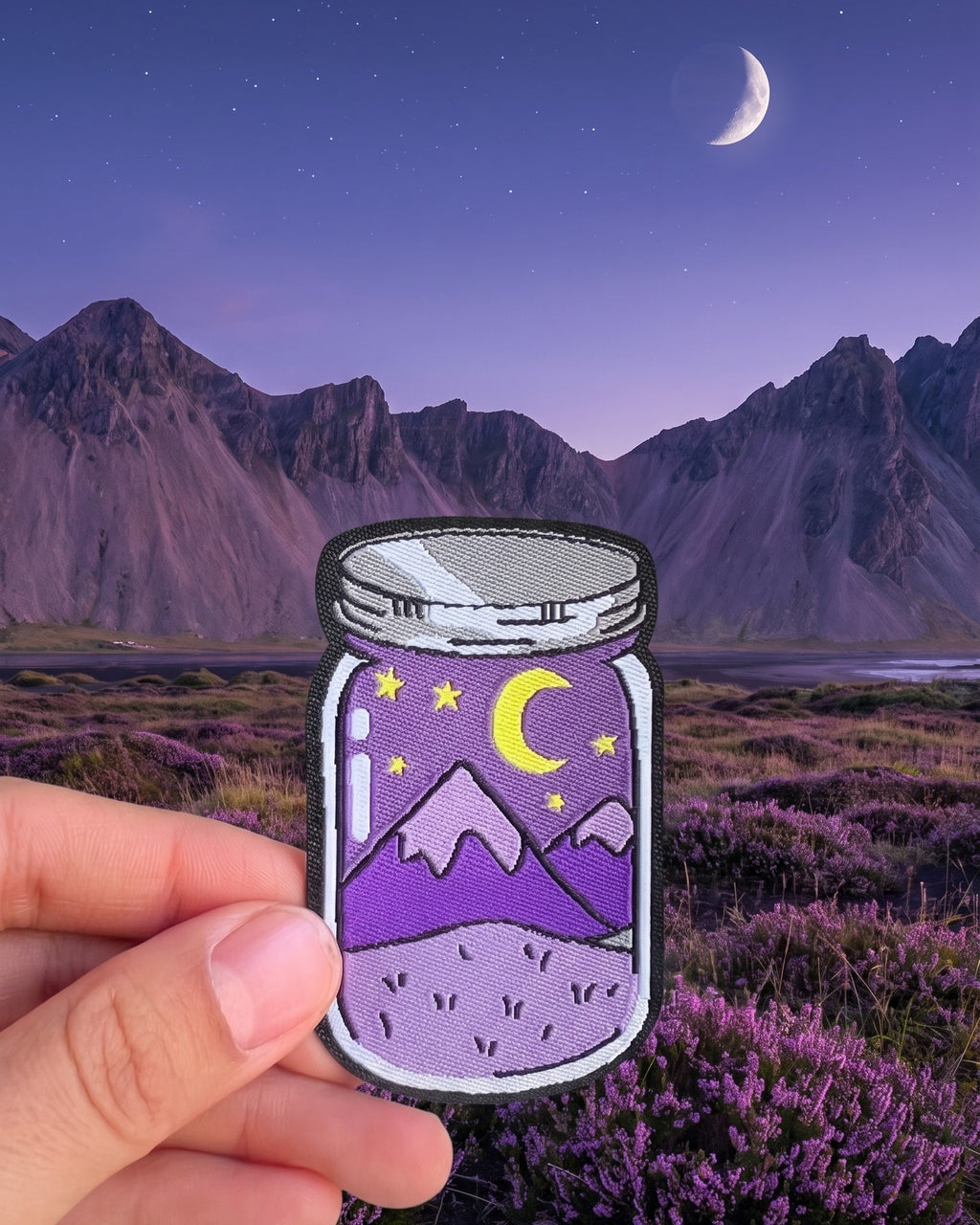 Purple Bottle Night Sky Iron-On Embroidered Patch