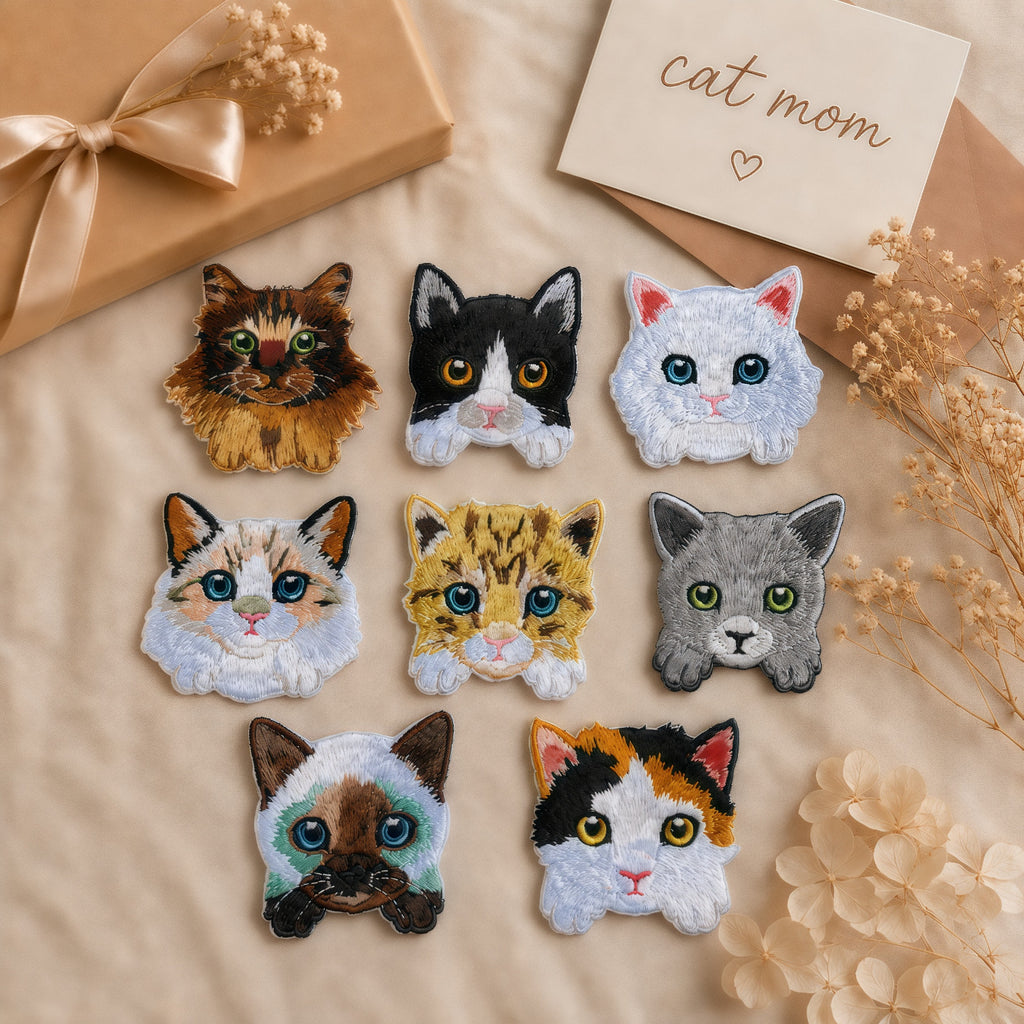 Cute Cat Self-Adhesive Embroidered Patch Set