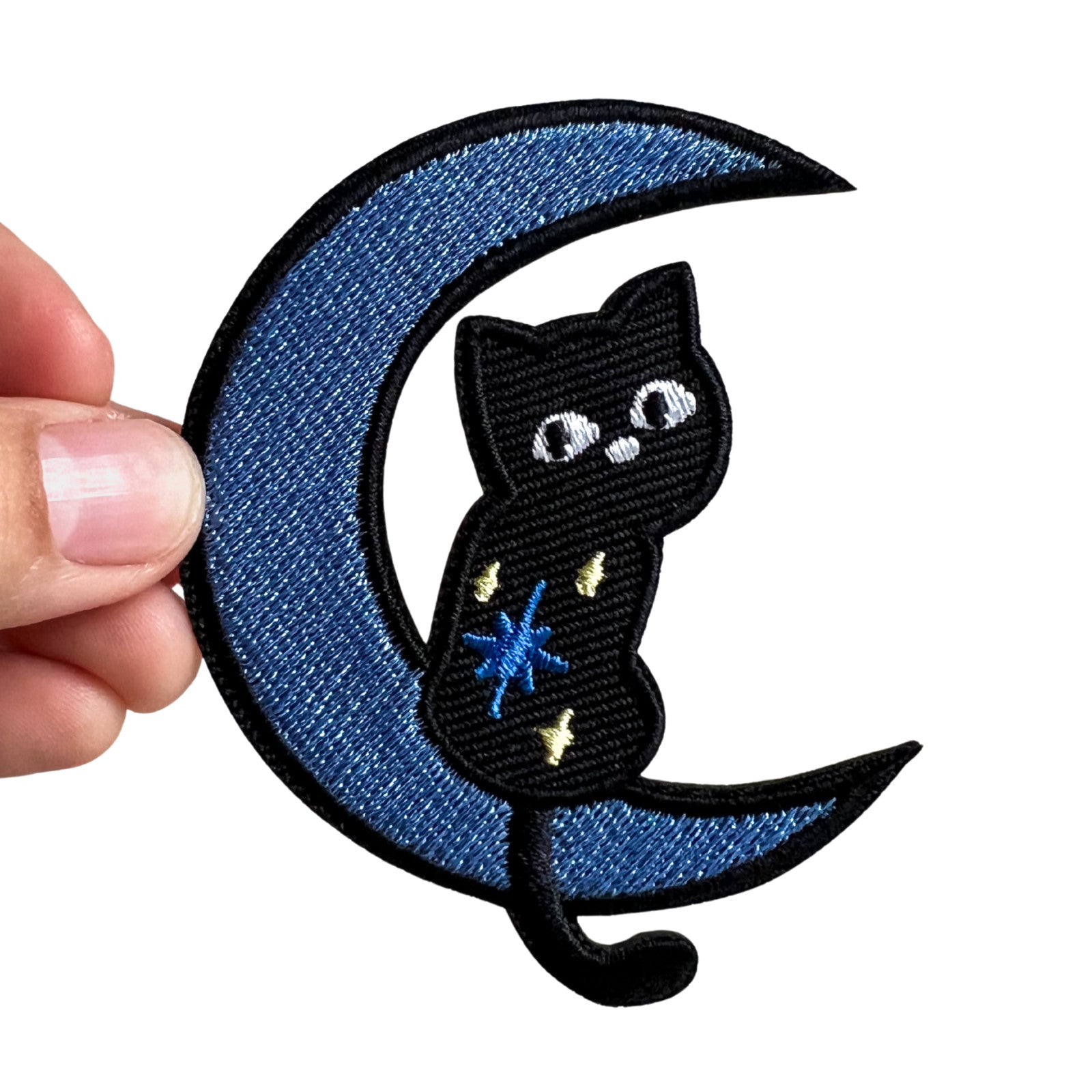 lustige schwarze Katze mit Messer Aufnäher Bügelbild Aufbügler Applikation Patch