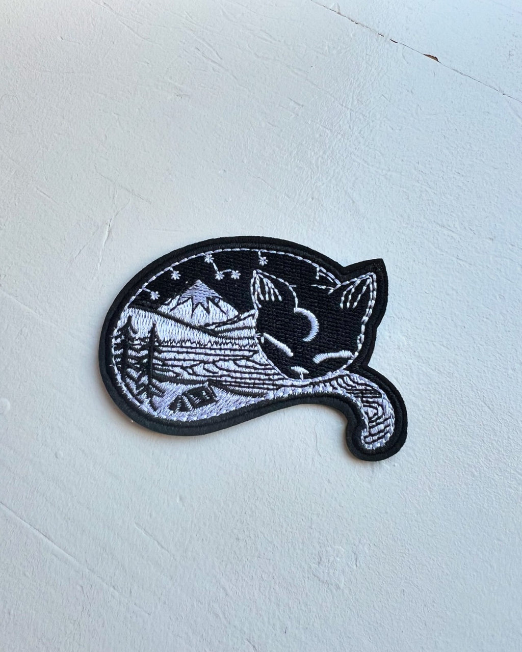Black Cat Mountain Nature Iron-On Embroidered Patch