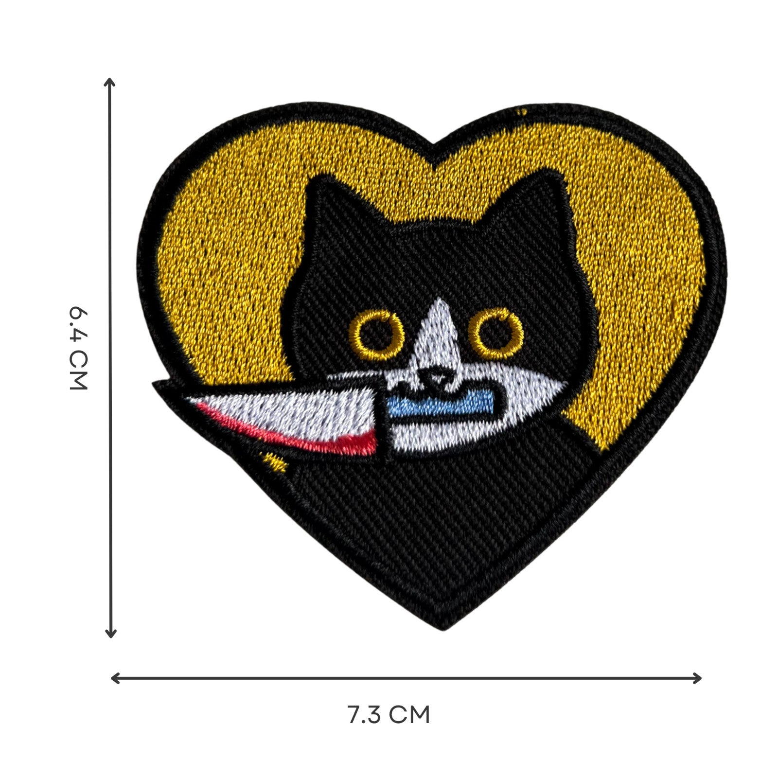 lustige schwarze Katze mit Messer Aufnäher Bügelbild Aufbügler Applikation Patch