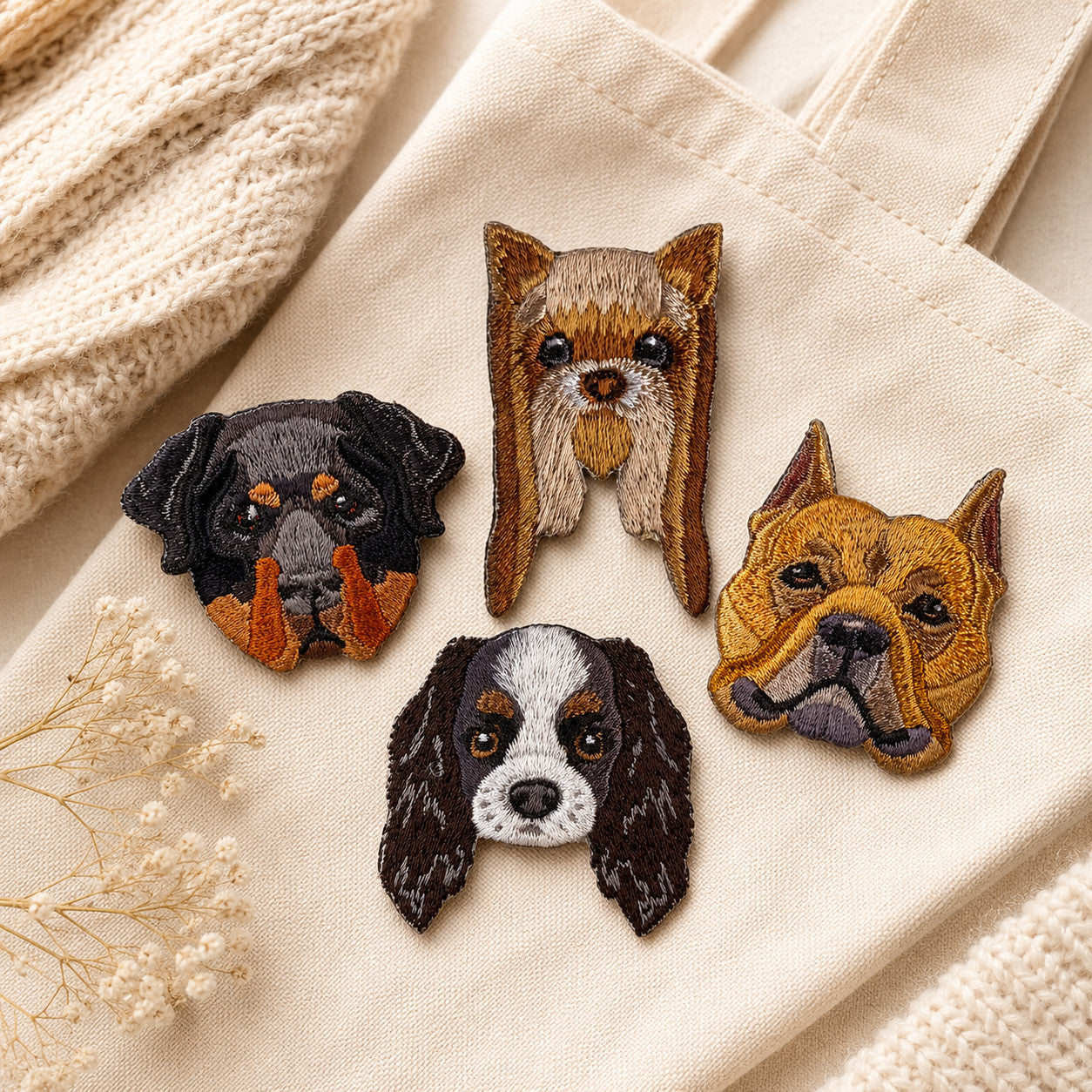 Süße Hunde Bulldogge Shiba Haustier Aufnäher Applikation Stickerei Patch DIY