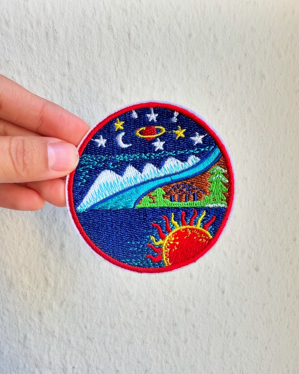 Outdoor Landschaft Aufnäher Set Wandern Berge Abenteuer Stickerei Patches DIY