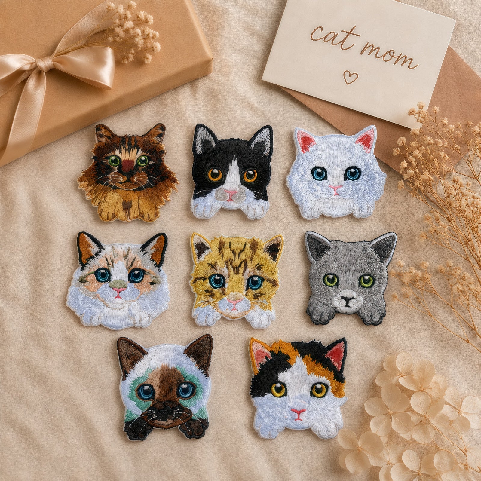 Cute Cat Self-Adhesive Embroidered Patch Set
