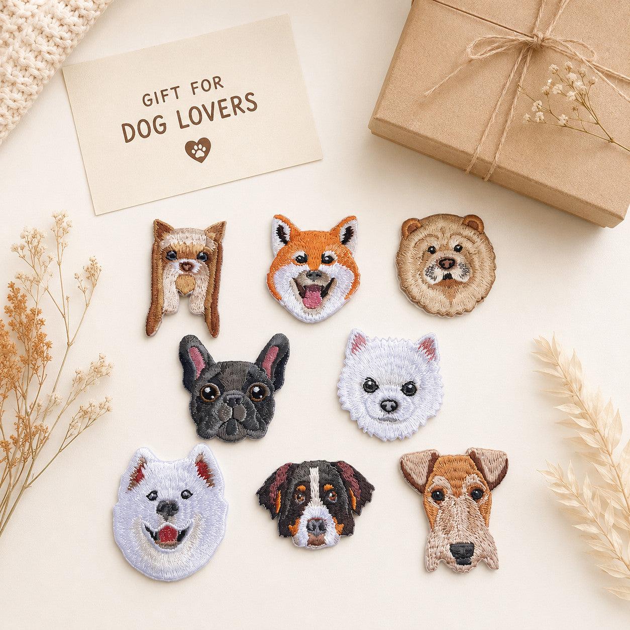 Süße Hunde Bulldogge Shiba Haustier Aufnäher Applikation Stickerei Patch DIY