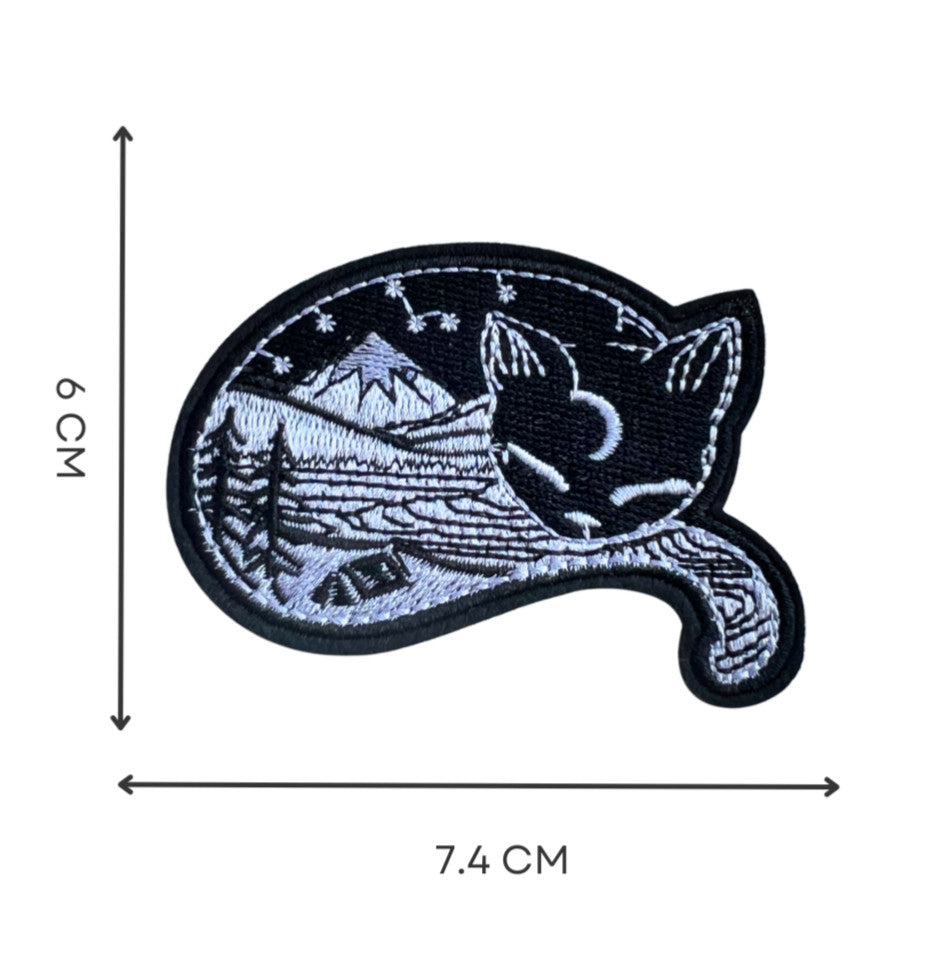 Black Cat Mountain Nature Iron-On Embroidered Patch
